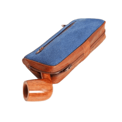 Savinelli Astucci Portapipe Borsetta Portapipa e Tabacco Jeans Azzurra