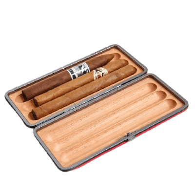 Savinelli Astucci Portasigari Custodia Portasigari Rigida in Pelle Rossa da 3 Posti