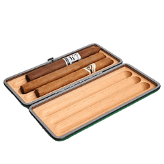 Savinelli Astucci Portasigari Custodia Portasigari Rigida in Pelle Verde da 3 Posti