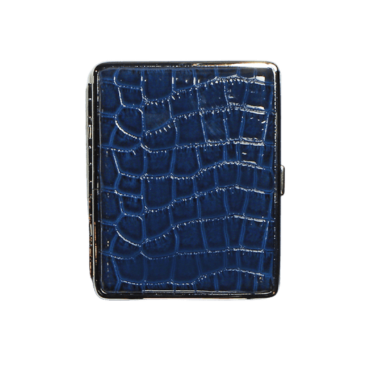 Portasigarette 100's in Acciaio con Rivestimento in Pelle Blue