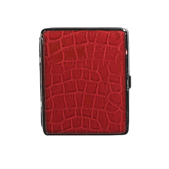 Portasigarette 100's in Acciaio con Rivestimento in Pelle Rossa