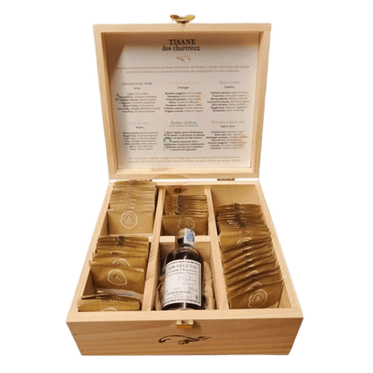Chartreuse Wooden Box with Herbal Teas and Vegetable Elixirs
